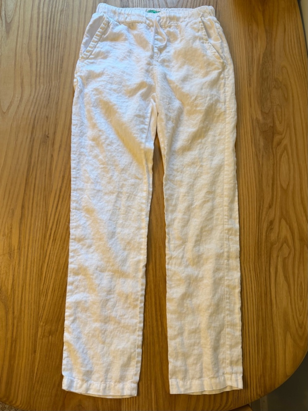Kids Benetton White Linen Drawstring Pants